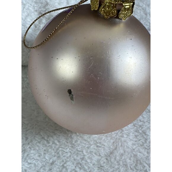 Hand painted Floral Glass Christmas Ornament Purple Gold Vtg Large Artist - Picture 5 of 8